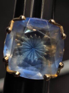 Vintage Emmons "Blue Ice" Adjustable Cocktail Ring Size 5